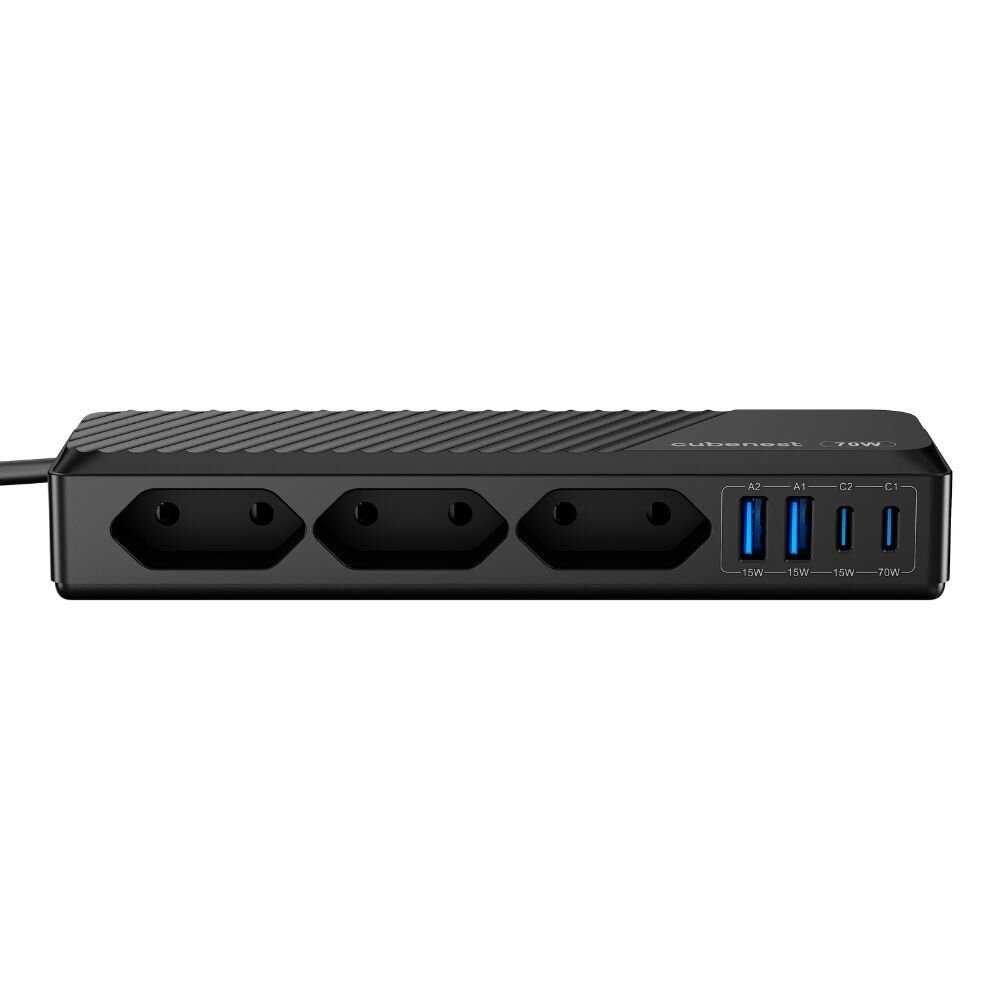 Cubenest PowerStrip SlimLine 2xUSB-A + 2x USB-C 70W Black