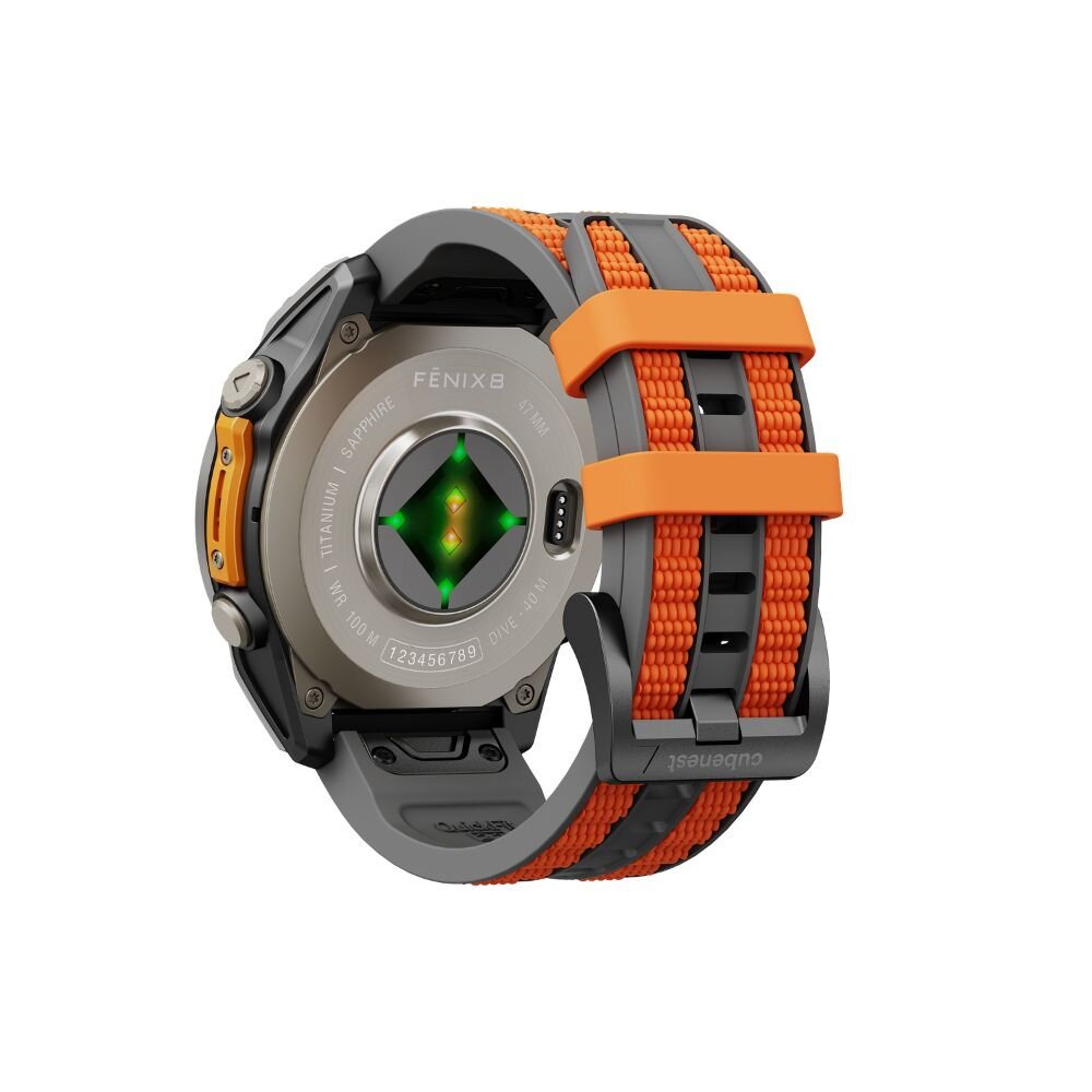 Cubenest Premium silikónový náramok Garmin QuickFit, šedý/oranžový, 26 mm