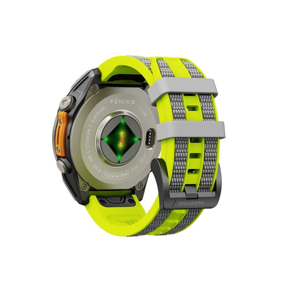 Cubenest Premium silikónový remienok Garmin QuickFit LIME/GREY 26 mm