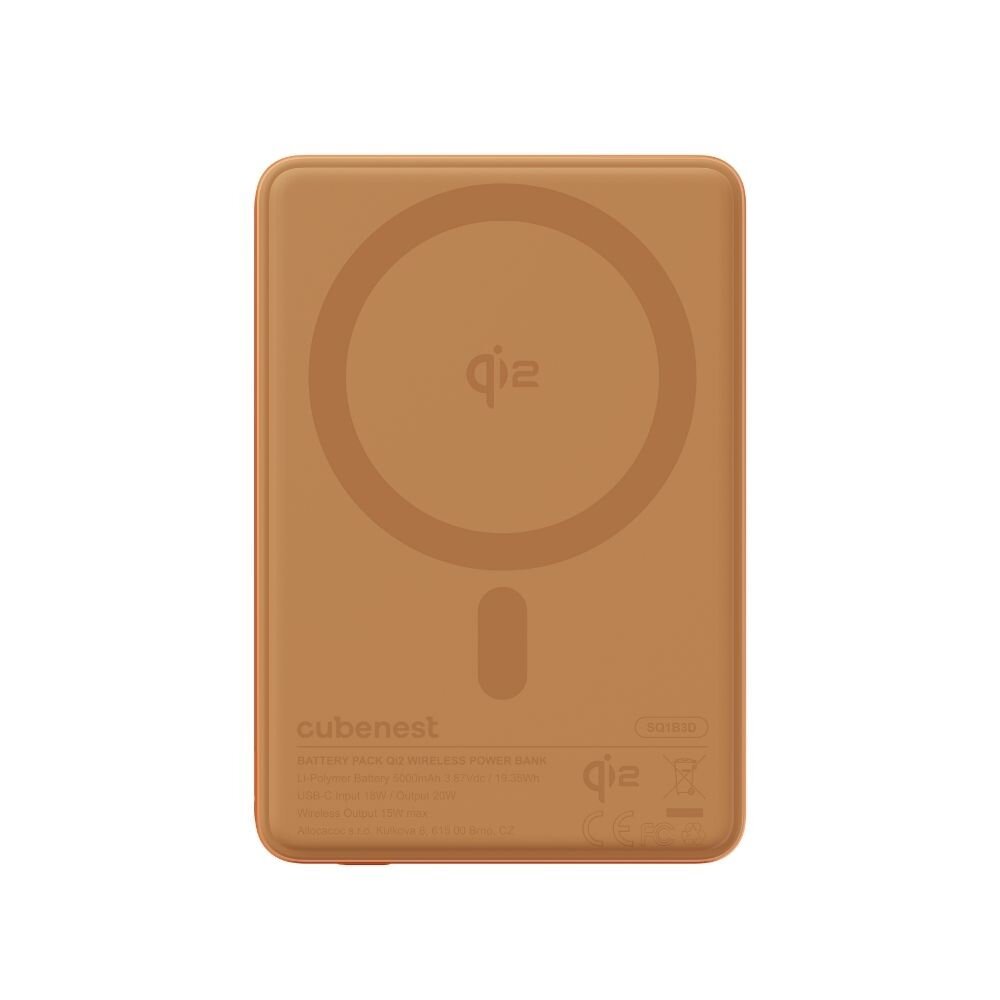 Cubenest Qi2 Magnetická bezdrátová powerbanka SlimDual 5000 mAh SQ1B3D - oranžová