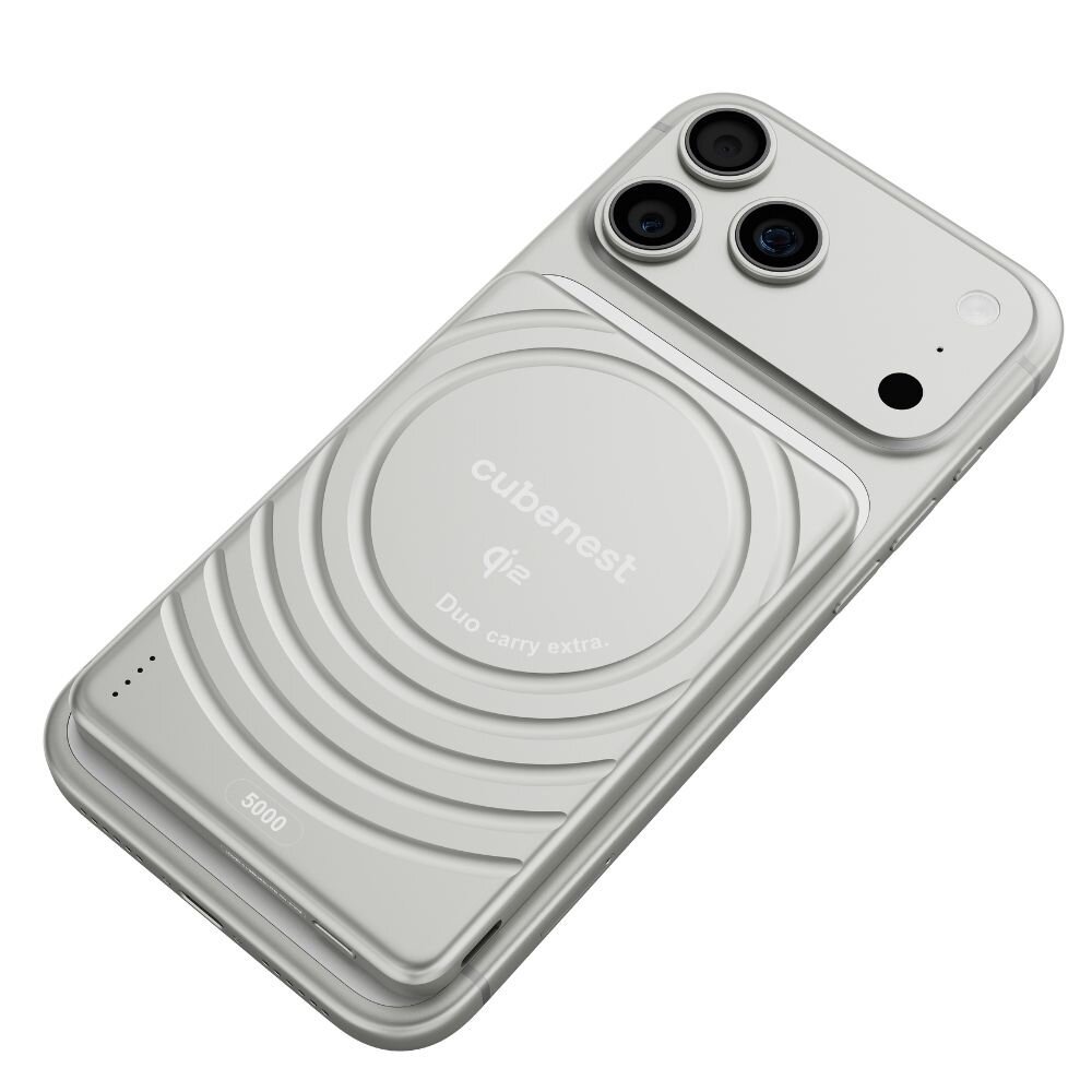 Cubenest Qi2 Magnetická bezdrôtová powerbanka SlimDual 5000 mAh SQ1B3D – strieborná