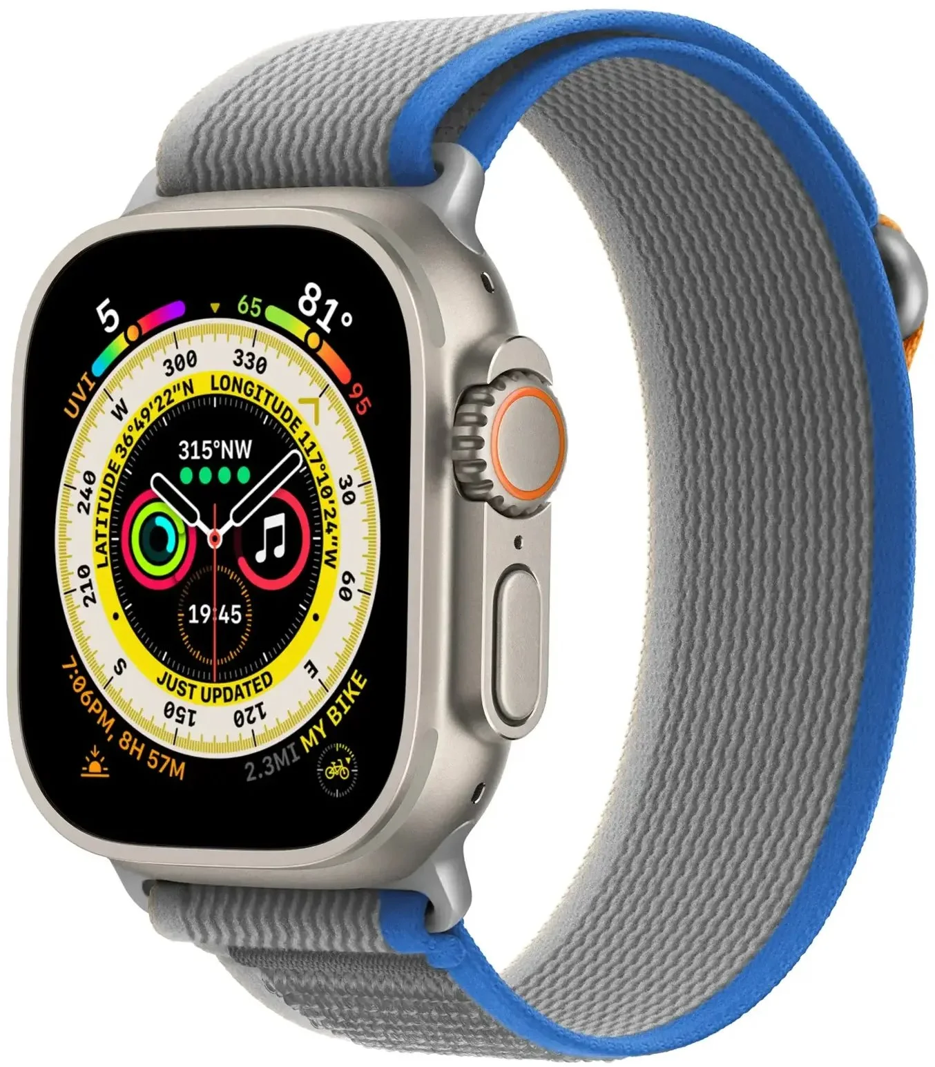 Cubenest Řemínek na Apple Watch Trail Loop GREY with blue/white(42-49mm)