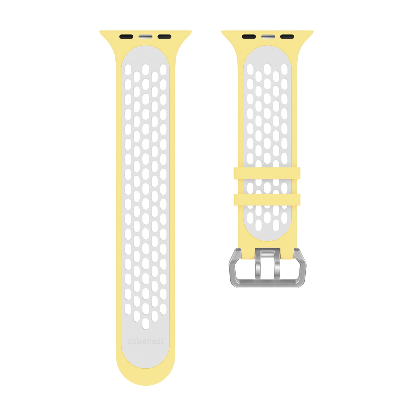 Cubenest Sportovní řemínek na Apple Watch Sport Band YELLOW with White(42-49mm)