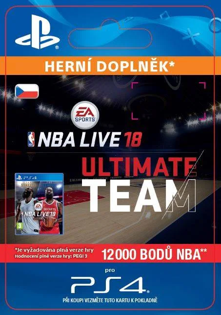 CZ PS4 - EA SPORTS™ NBA LIVE 18 ULTIMATE TEAM™ - 12000 NBA POINTS elektronická licence