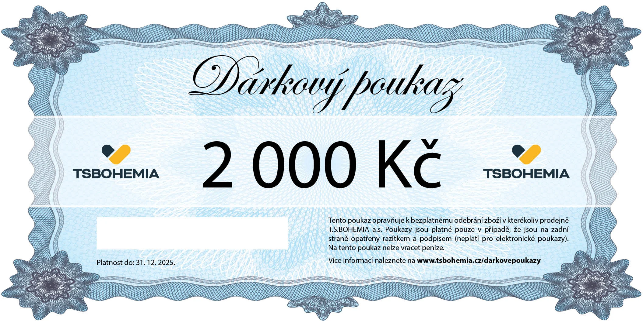 Darčekový poukaz T.S.BOHEMIA 2000 CZK