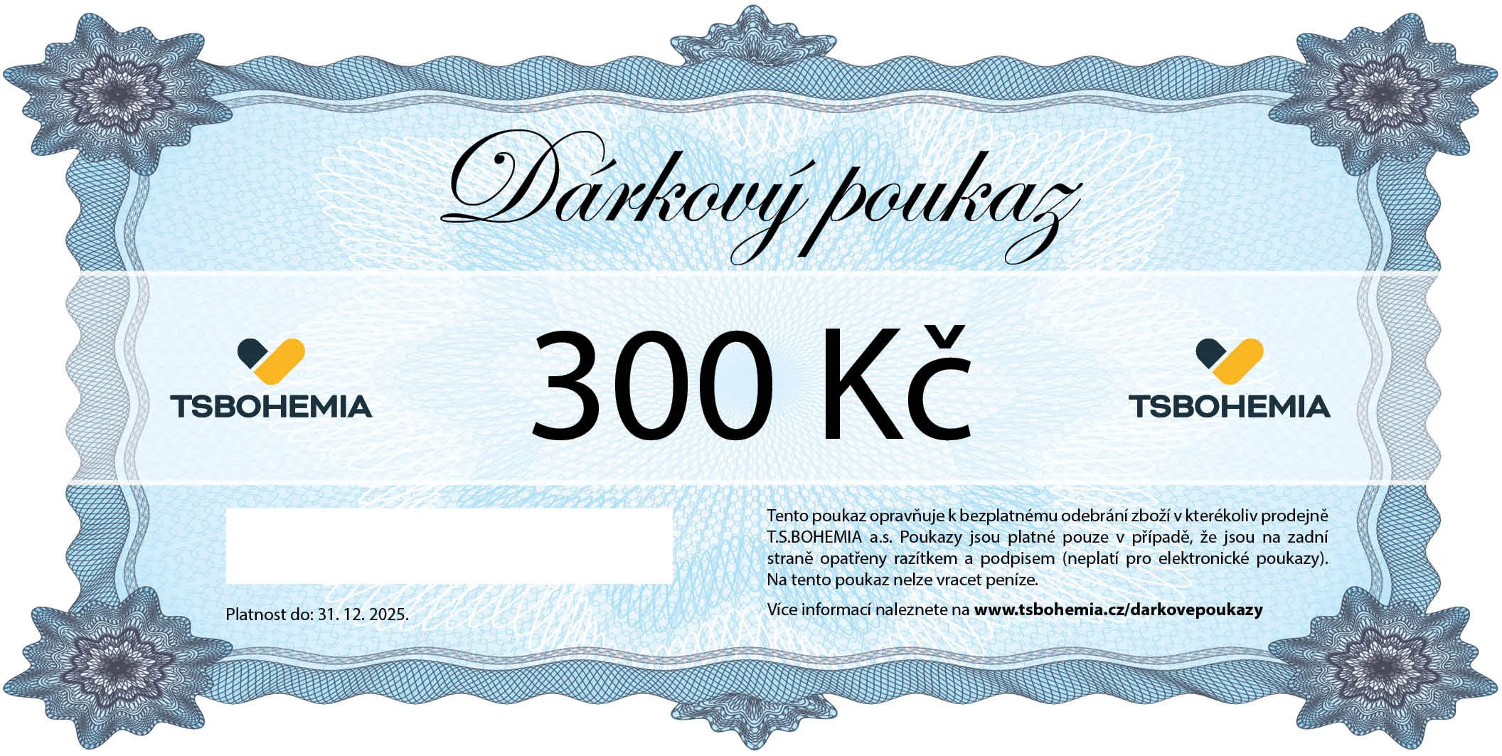 Darčekový poukaz T.S.BOHEMIA 300 CZK