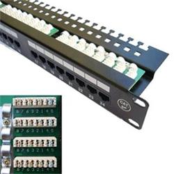 DATACOM Patch panel 19" UTP 24 port CAT5E LSA 1U BK (3x8p)hor.záře