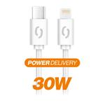 Datový kabel ALIGATOR POWER 30W, USB-C/Lightning 3A, 0,5m bílý