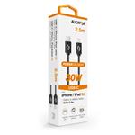 Dátový kábel ALIGATOR POWER 30W, USB-C/Lightning 3A, 2,5 m čierny