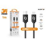 Datový kabel ALIGATOR POWER 3A, USB-C/micro USB 1m černý