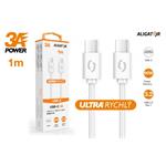 Dátový kábel ALIGATOR POWER 3A, USB-C/USB-C, 1m biely DATKP32