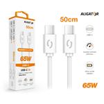 Dátový kábel ALIGATOR POWER 65W, USB-C/USB-C 3A, 0,5m biely