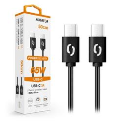 Datový kabel ALIGATOR POWER 65W, USB-C/USB-C 3A, 0,5m černý