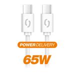 Datový kabel ALIGATOR POWER 65W, USB-C/USB-C 3A, 2,5m bílý