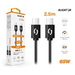 Datový kabel ALIGATOR POWER 65W, USB-C/USB-C 3A, 2,5m černý