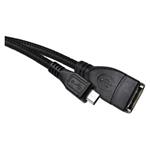 Dátový kábel OTG USB-A 2.0 / microUSB 2.0 s funkciou redukcie, 15 cm, čierny