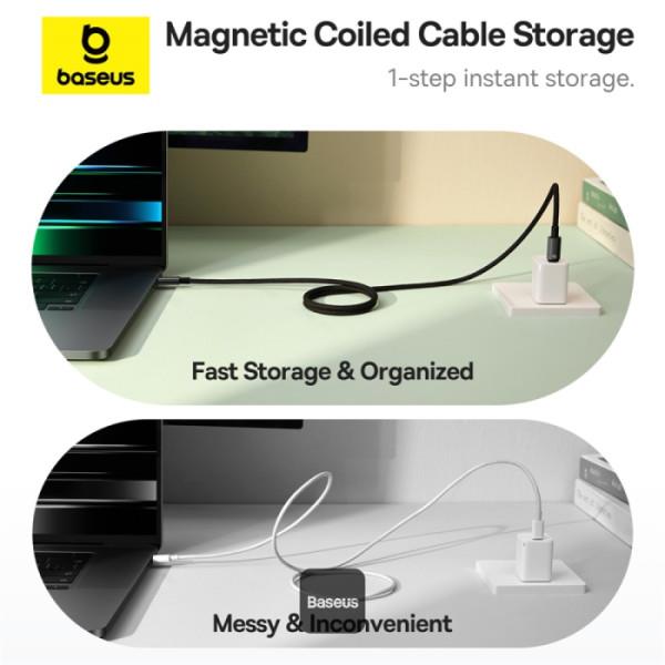 Datový magnetický kabel Baseus Tungsten Gold USB-C/USB-C 1m 100W černý