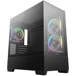 DEEPCOOL skříň CG380 3F microATX / 3x120mm  ARGB PWM / USB 3.0 / 2×USB 2.0 / panoramatická černá