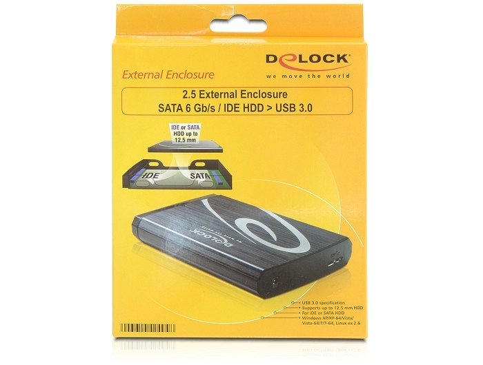 Delock 2.5" externá skriňa pre SATA 6 Gb/s / IDE HDD s pripojením na USB 3.0 (42494)