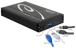 Delock externá skriňa 2,5" SATA HDD na Multiport, USB 3.0 + eSATAp až 14,5mm (42492)