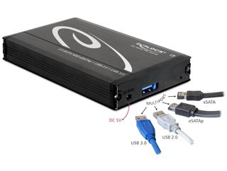 Delock externí skříň 2,5" SATA HDD na Multiport, USB 3.0 + eSATAp až 14,5mm (42492)