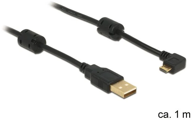 Delock kábel USB 2.0 A samec > microUSB samec, obdĺžnikový 270°, 1m