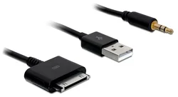 Delock USB + AUDIO kabel iPhone 3G/iPOD, černý, 1m (82703)