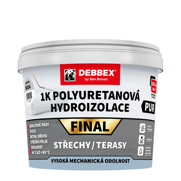 DENBRAVEN 1K PUR FINAL Hydroizolácia 13kg sivá DEBBEX