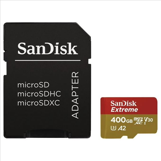DF SanDisk Extreme microSDXC 400GB 160MB/s A2 C10 V30 UHS-I U3, adapter SDSQXA1-400G-GN6MA