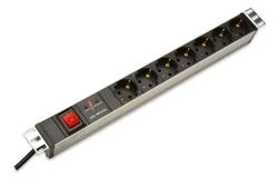 DIGITUS 19” PDU, 1U hliník, SCHUKO -> 7x CEE 7 / 4 , Prepäťová ochrana, 16A, vypínač DN-95407