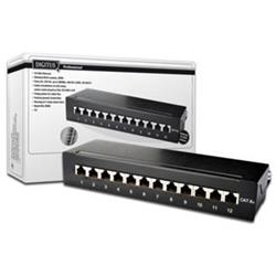 DIGITUS Desktop CAT 6A, Patch Panel, shielded, Class EA, 12-port RJ45, 8P8C, LSA