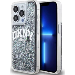 DKNY Liquid Glitter Arch Logo Zadný kryt pre iPhone 15 Pro Black