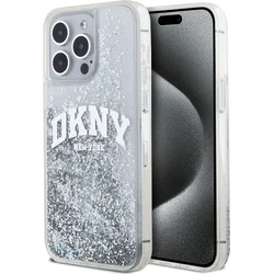 DKNY Liquid Glitter Arch Logo Zadný kryt pre iPhone 15 Pro Max Transparent