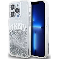 DKNY Liquid Glitter Arch Logo Zadný kryt pre iPhone 15 Pro Transparent