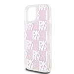 DKNY Liquid Glitter Checkered Pattern Zadní Kryt pro iPhone 15 Pink