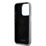 DKNY Liquid Silicone Silver Metal Logo Magsafe zadný kryt pre iPhone 15 Pro Grey