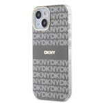 DKNY PC/TPU opakujúci sa vzor Tonal Stripe Magsafe zadný kryt pre iPhone 13 béžový