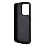 DKNY PU kožený zadný kryt MagSafe s opakovaným vzorom pre iPhone 13 Pro Black