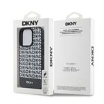 DKNY PU kožený zadný kryt MagSafe s opakovaným vzorom pre iPhone 15 Pro Black