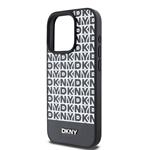 DKNY PU kožený zadný kryt MagSafe s opakovaným vzorom pre iPhone 15 Pro Black