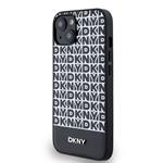 DKNY PU kožený zadný kryt MagSafe s opakujúcim sa vzorom na spodnej strane pre iPhone 13 Black
