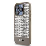 DKNY PU kožený zadný kryt MagSafe s opakujúcim sa vzorom na spodnej strane pre iPhone 13 Pro Brown