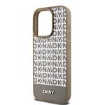 DKNY PU kožený zadný kryt MagSafe s opakujúcim sa vzorom na spodnej strane pre iPhone 15 Pro Max Brown