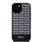 DKNY PU kožený zadný kryt MagSafe s opakujúcim sa vzorom pre iPhone 15 Black
