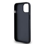 DKNY PU kožený zadný kryt s károvaným vzorom a pruhmi pre iPhone 14 Black