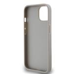 DKNY PU kožený zadný kryt s kockovaným vzorom a pruhmi pre iPhone 14 béžový
