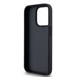 DKNY PU kožený zadný kryt s kockovaným vzorom a pruhmi pre iPhone 14 Pro Black