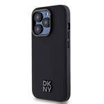 DKNY PU kožený zadný kryt s logom Magsafe pre iPhone 14 Pro Black