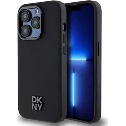DKNY PU kožený zadný kryt s logom Magsafe pre iPhone 14 Pro Max Black