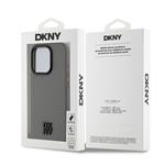 DKNY PU kožený zadný kryt s logom Magsafe pre iPhone 15 Pro Max Grey